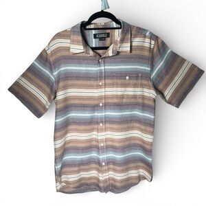 Ezekiel Striped Button Up Shirt Mens L Short Sleeve Cotton Blend Skate
